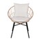 Merrick Lane Alma 3 Piece Patio Set with Rope Rattan Chairs, Matching Glass Top Side Table and Cushions for Indoor/Outdoor Use